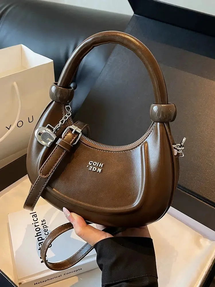 Embossed Logo Charm Shoulder Bag