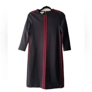 Escada Sport Navy Blue w/ Red Stripes 3/4 Sleeve A-Line Knit Dress w/ Piping