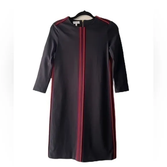 Escada Sport Navy Blue w/ Red Stripes 3/4 Sleeve A-Line Knit Dress w/ Piping