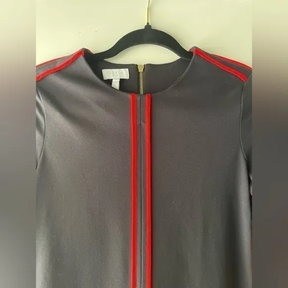Escada Sport Navy Blue w/ Red Stripes 3/4 Sleeve A-Line Knit Dress w/ Piping