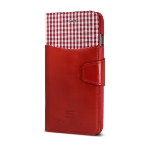 Exinoz iPhone 6S Plus Case, 100% Genuine Leather Wallet Case [RED] - For Apple iPhone 6 Plus and iPhone 6S Plus 5.5" Devices