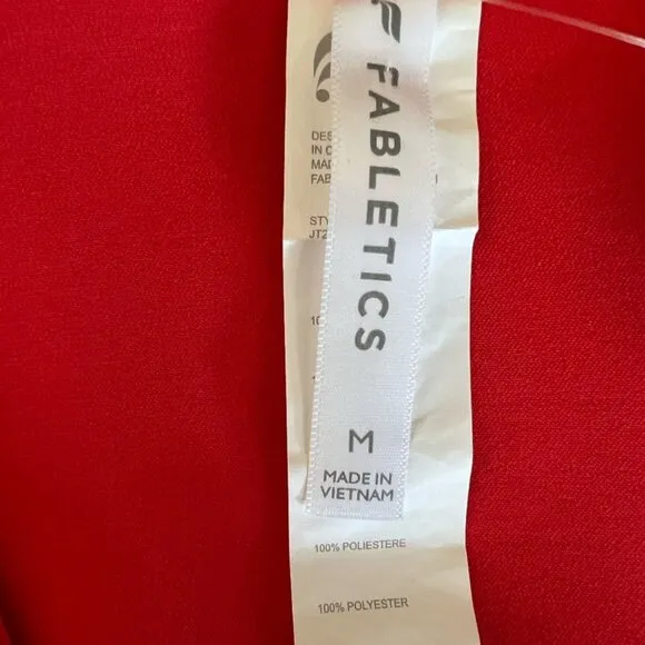 Fabletics NEW Eco-satin Robe In Strawberry Red With Black Trim Size M