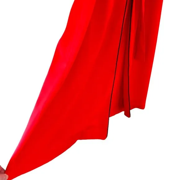Fabletics NEW Eco-satin Robe In Strawberry Red With Black Trim Size M