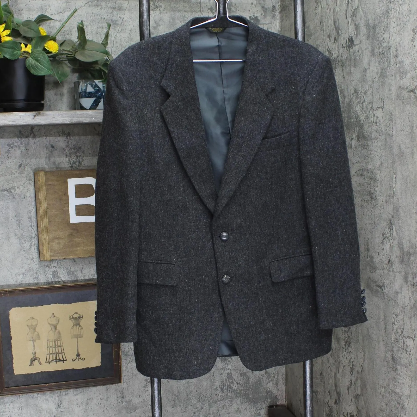 Farah Mens Wool 2 Button Suit Jacket Coat 166e8d48517614 Gray See Measurements