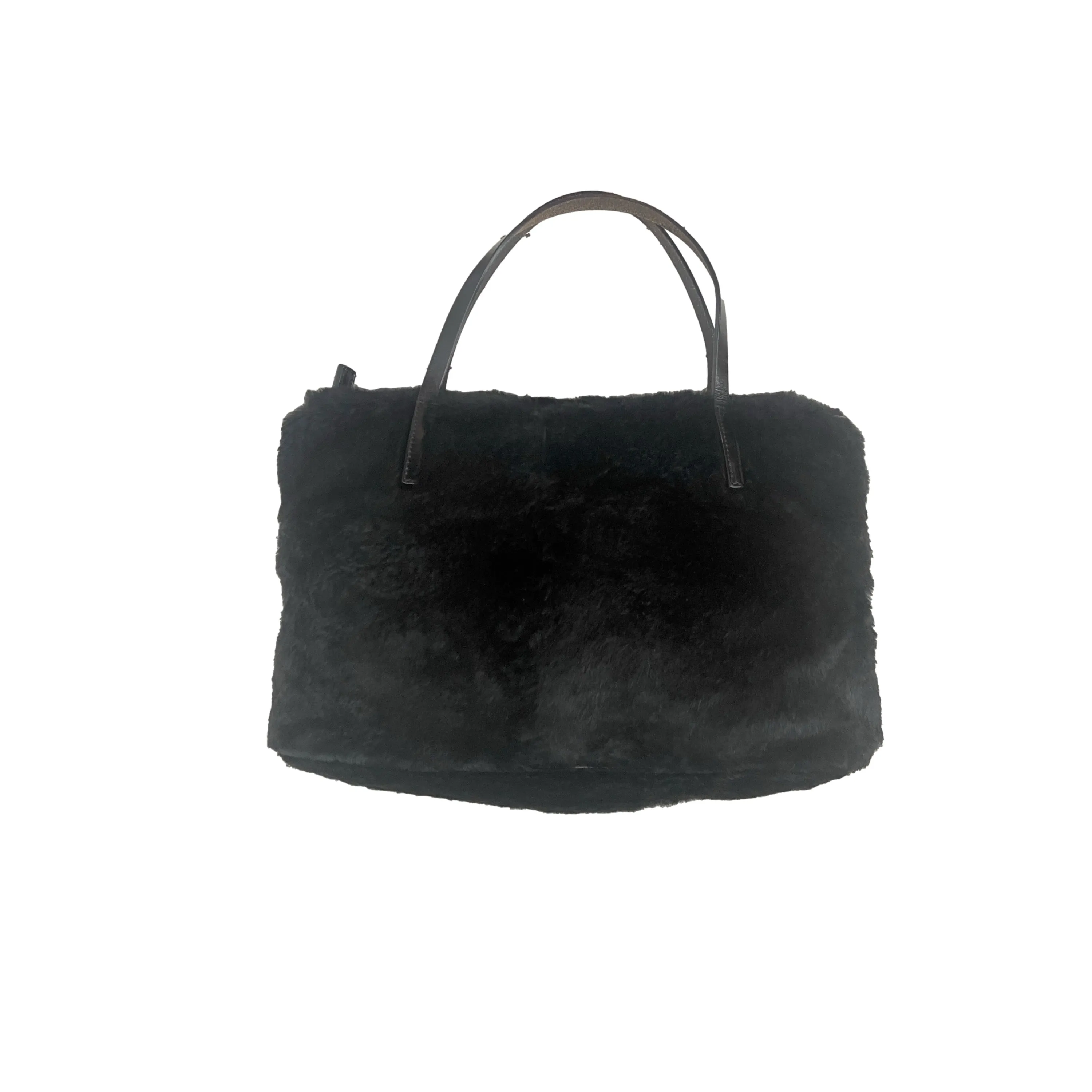 Fendi Black Fur Logo Shoulder Bag