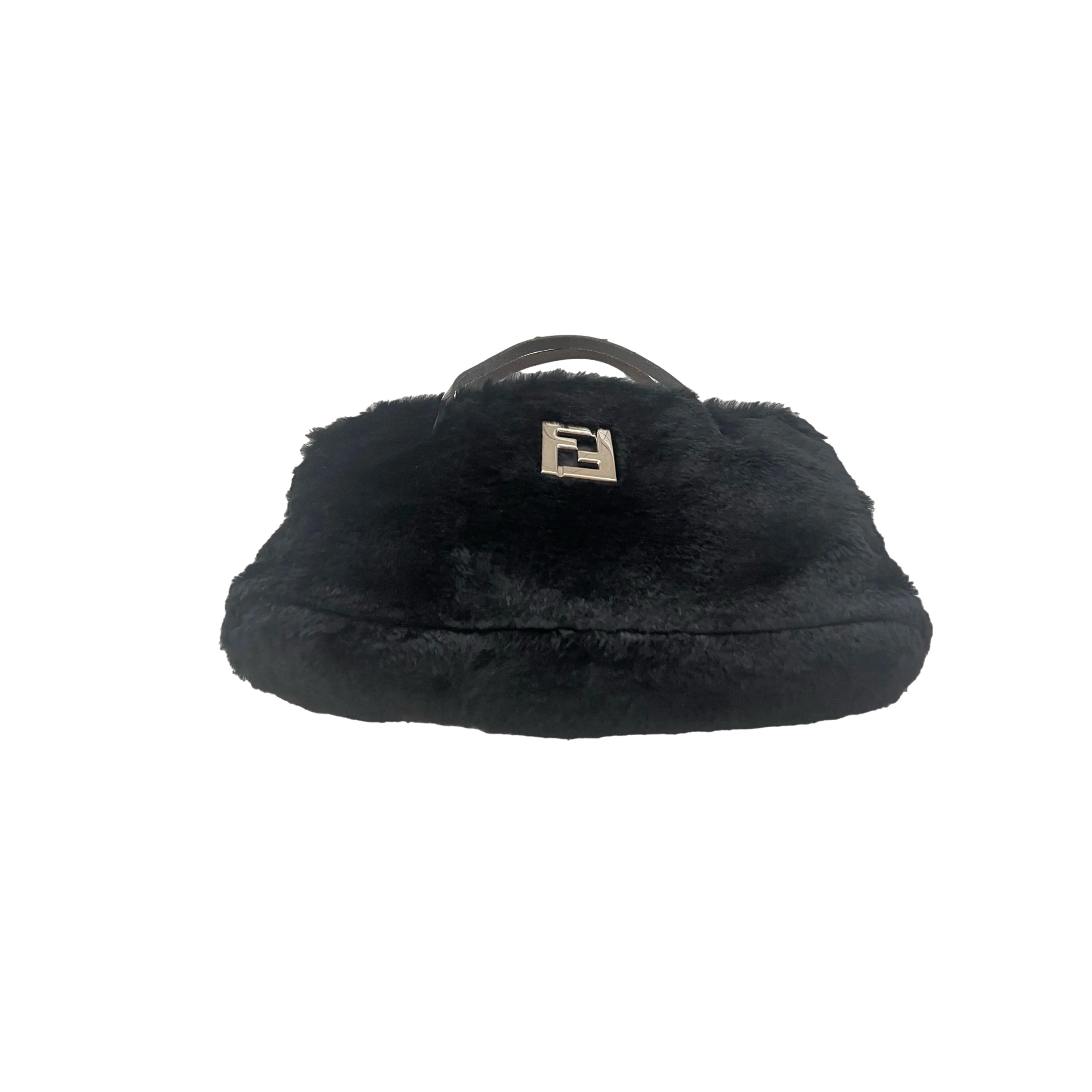 Fendi Black Fur Logo Shoulder Bag