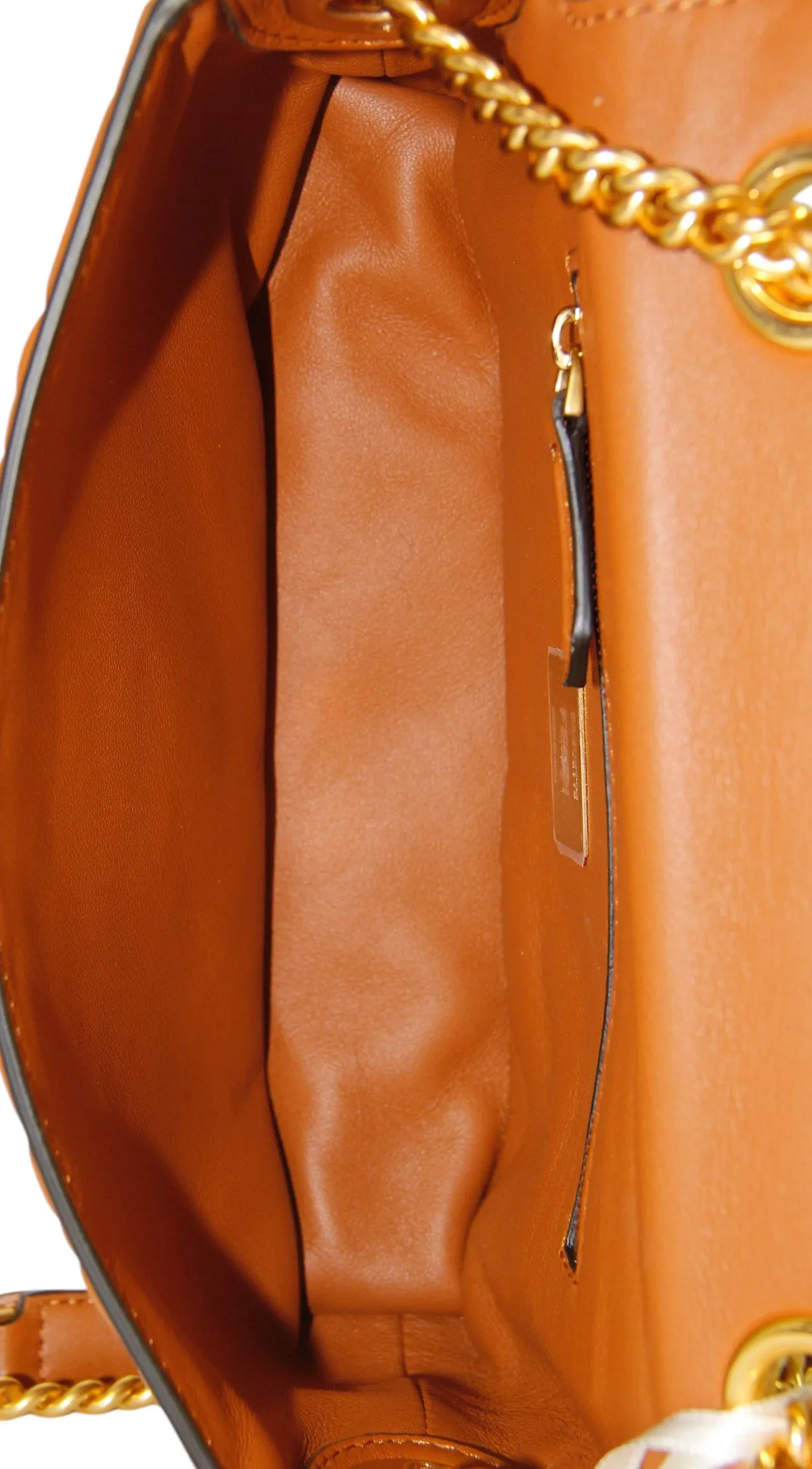 Fendi Brown Embossed Baguette Chain Midi