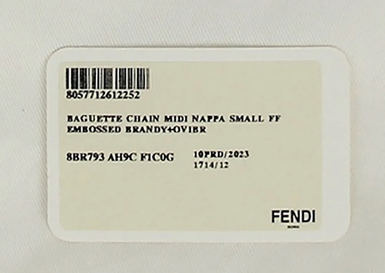 Fendi Brown Embossed Baguette Chain Midi