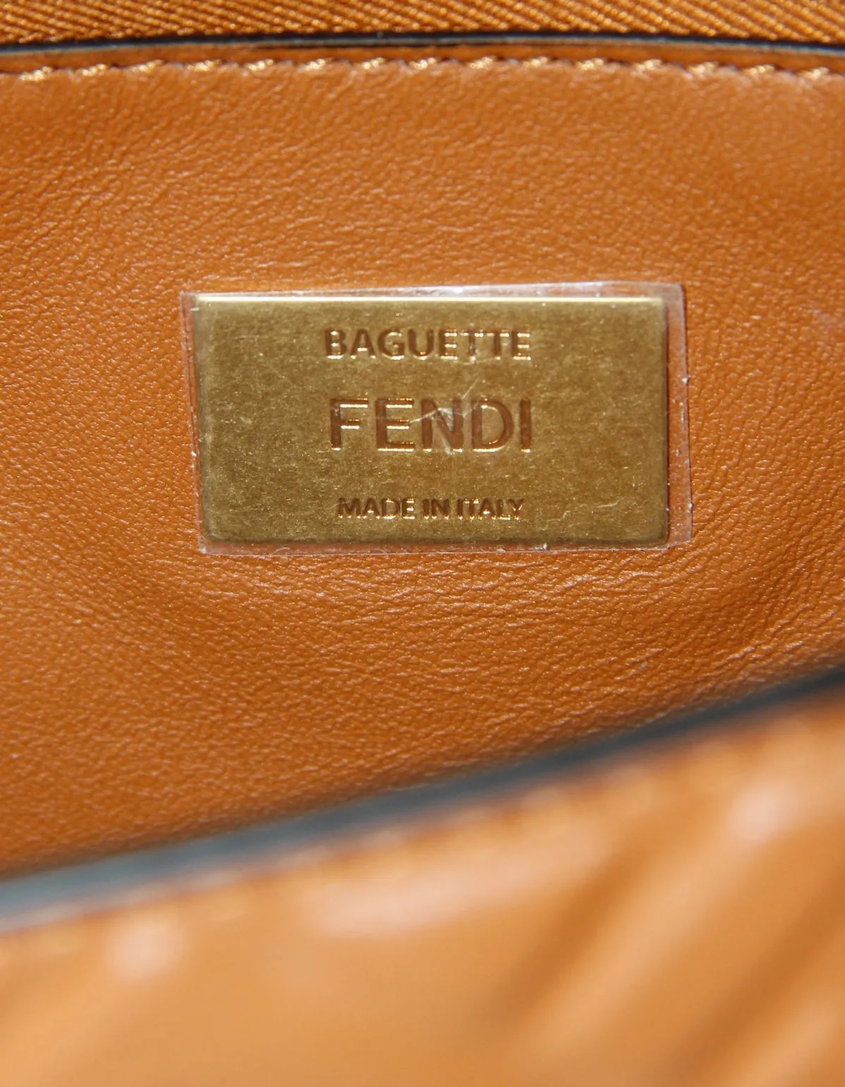 Fendi Brown Embossed Baguette Chain Midi