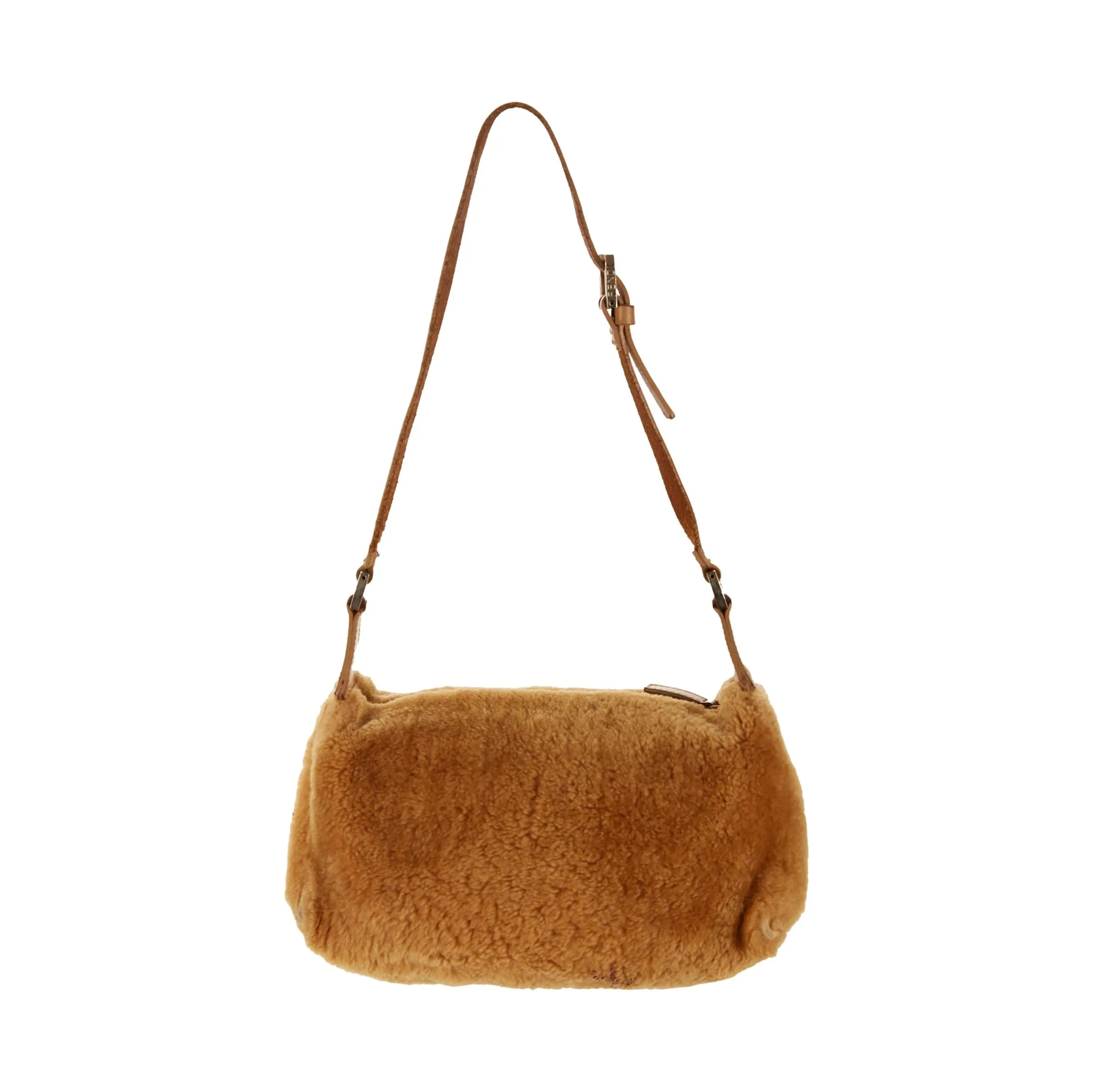 Fendi Brown Fur Logo Shoulder Bag