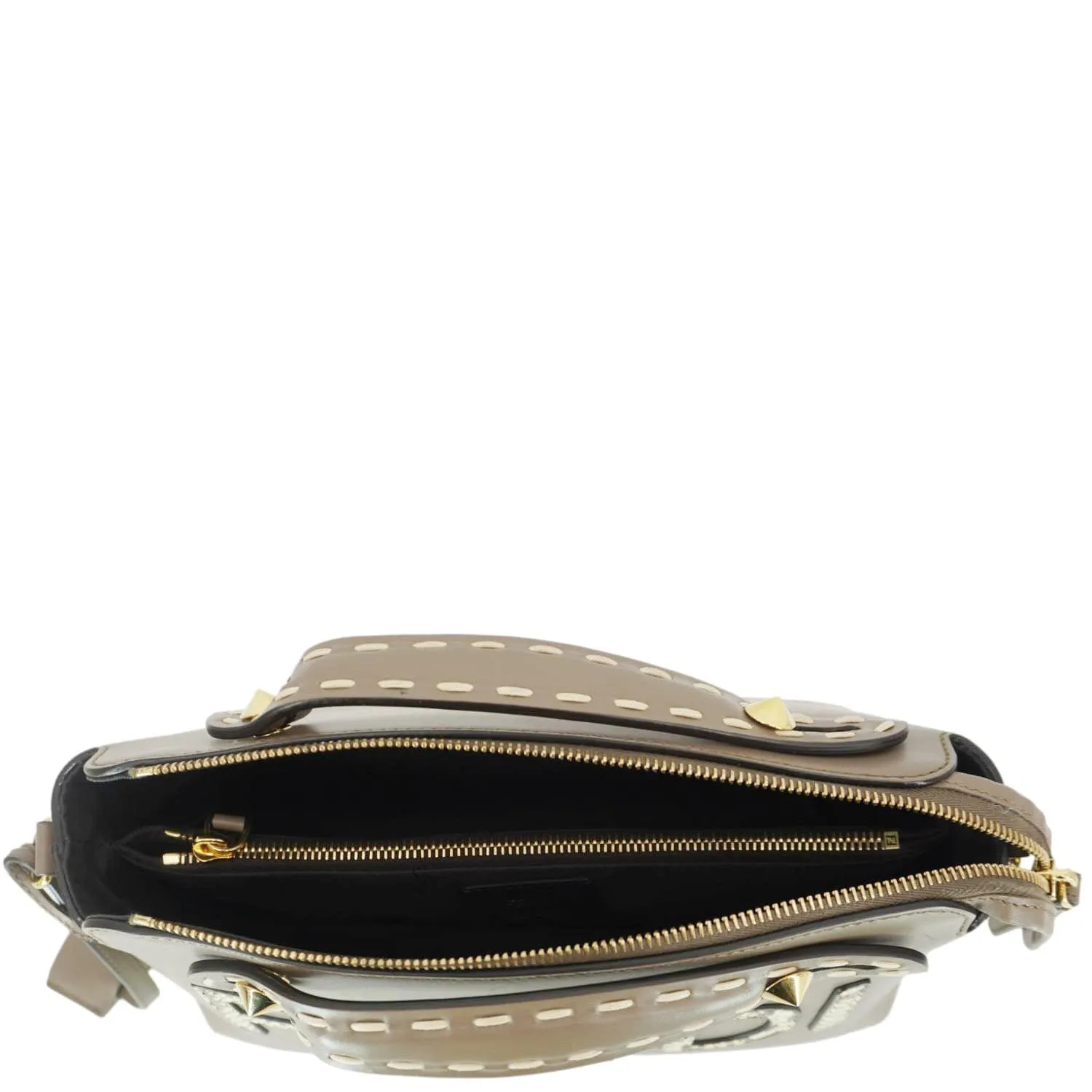 FENDI By The Way Medium Leather Python Print Logo Boston Bag Beige