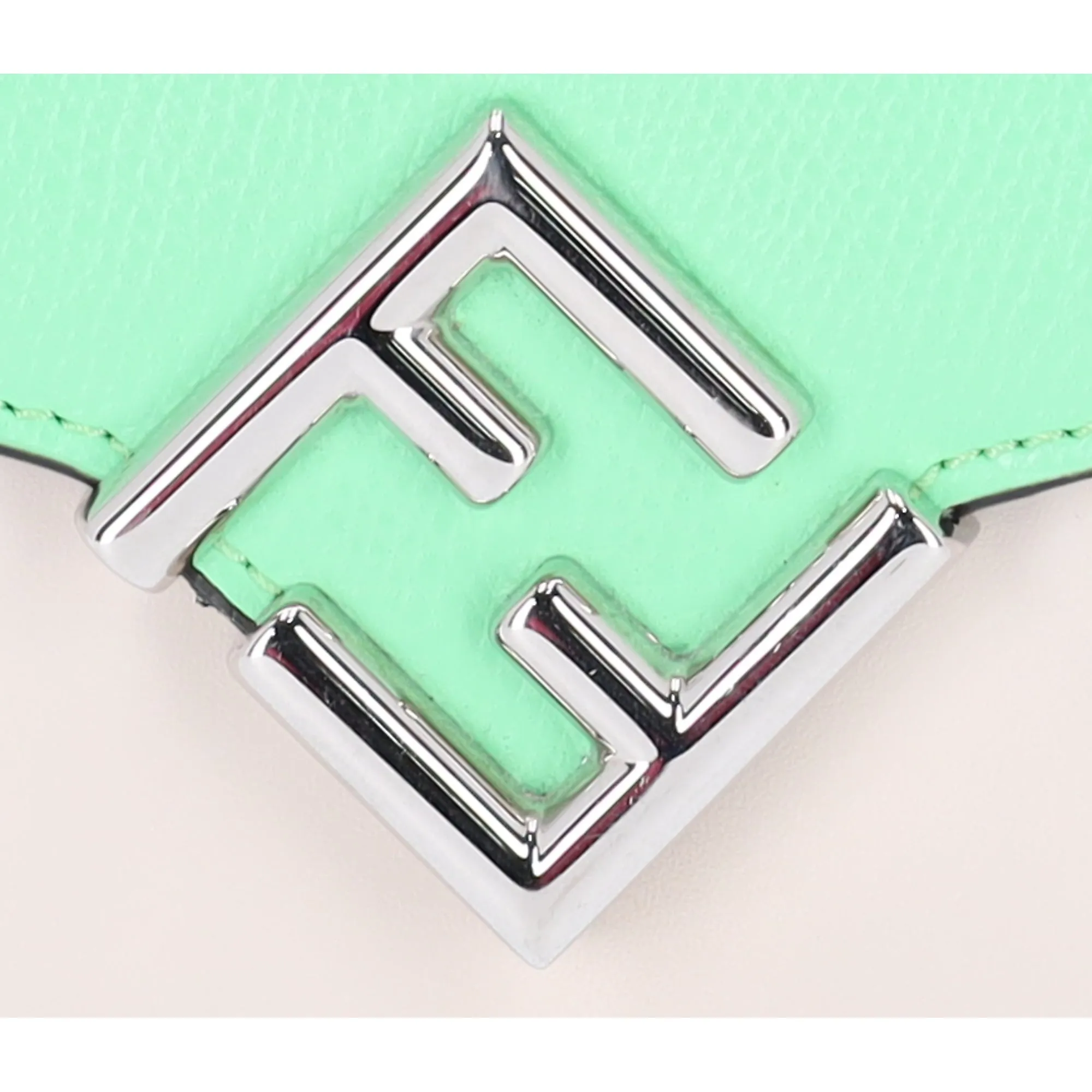 FENDI FF Diamond Long Wallet 8M0251 Cream Light Green Leather