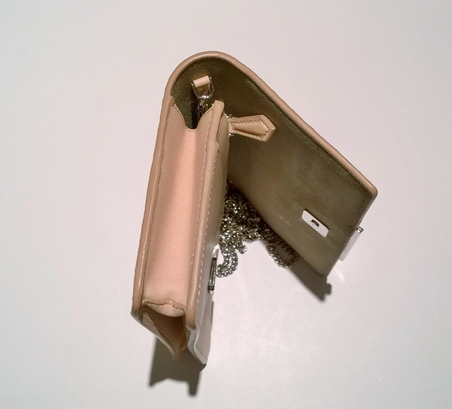 Fendi Tube Shell Pink Elaphe Bag Chain Clutch