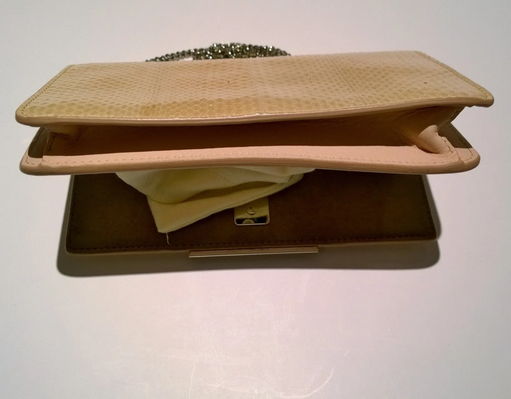 Fendi Tube Shell Pink Elaphe Bag Chain Clutch