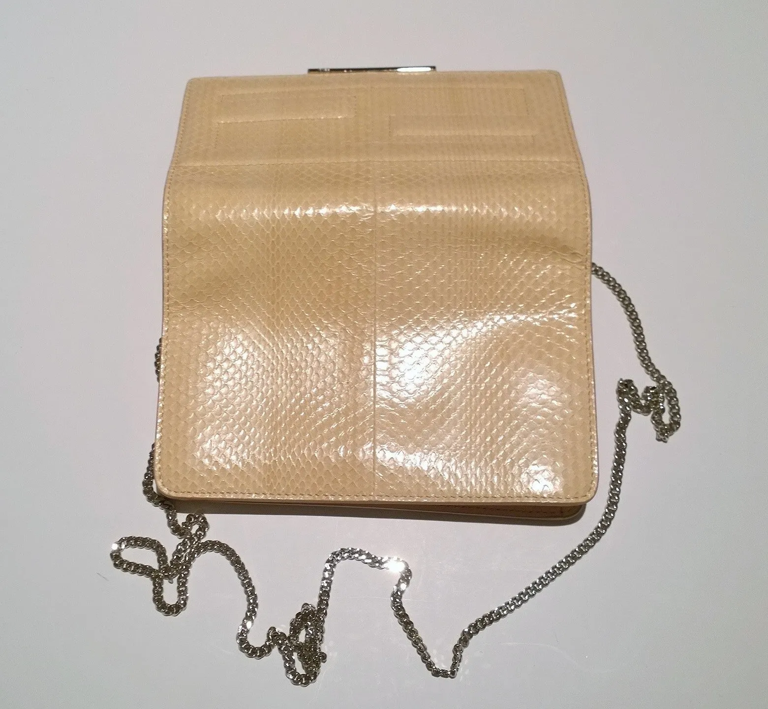 Fendi Tube Shell Pink Elaphe Bag Chain Clutch