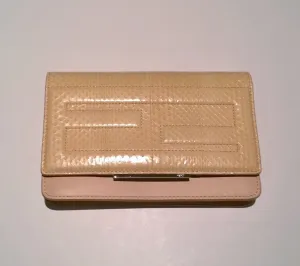 Fendi Tube Shell Pink Elaphe Bag Chain Clutch