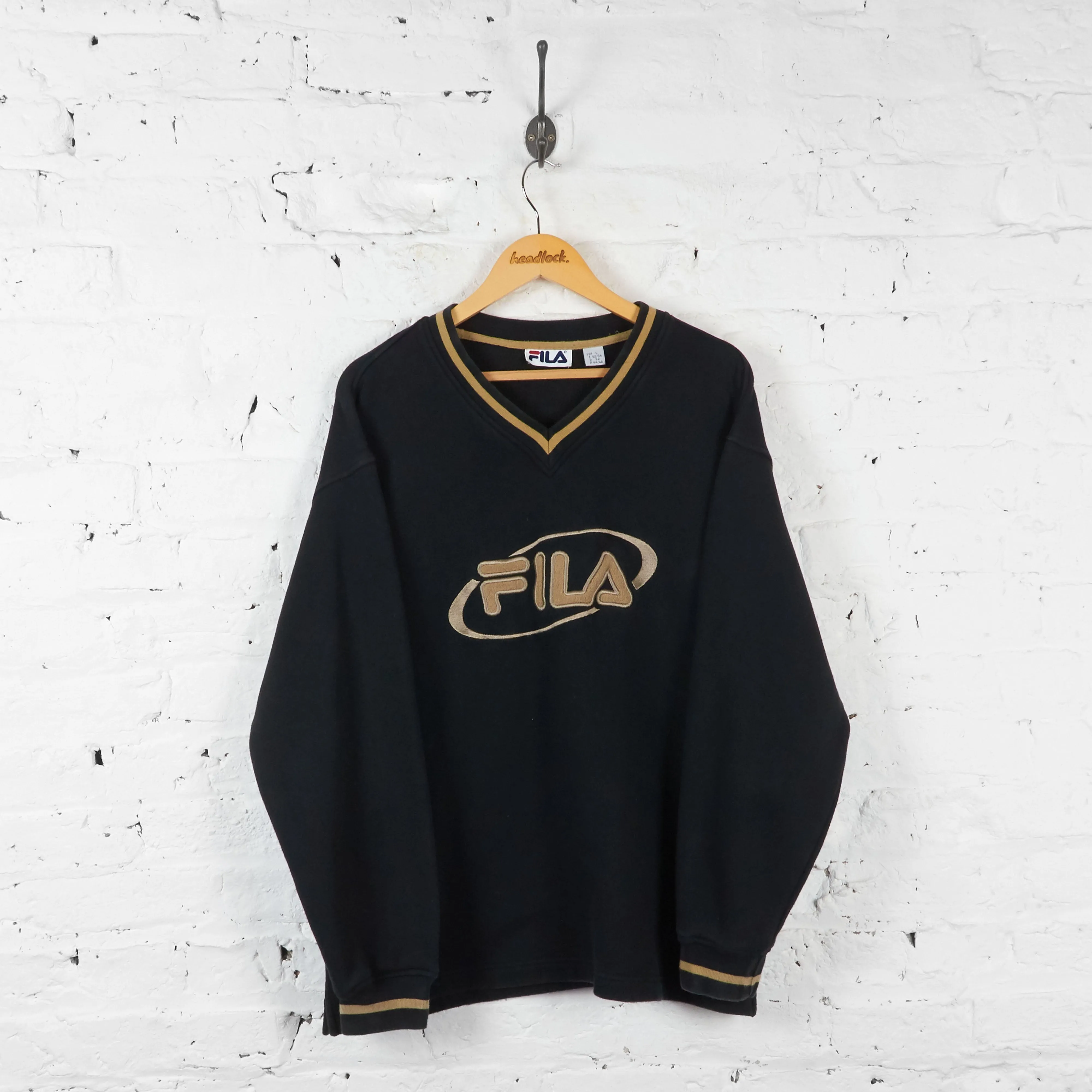 Fila V Neck Sweatshirt - Black - XL