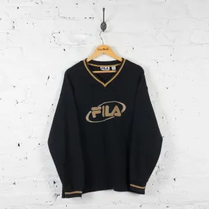 Fila V Neck Sweatshirt - Black - XL