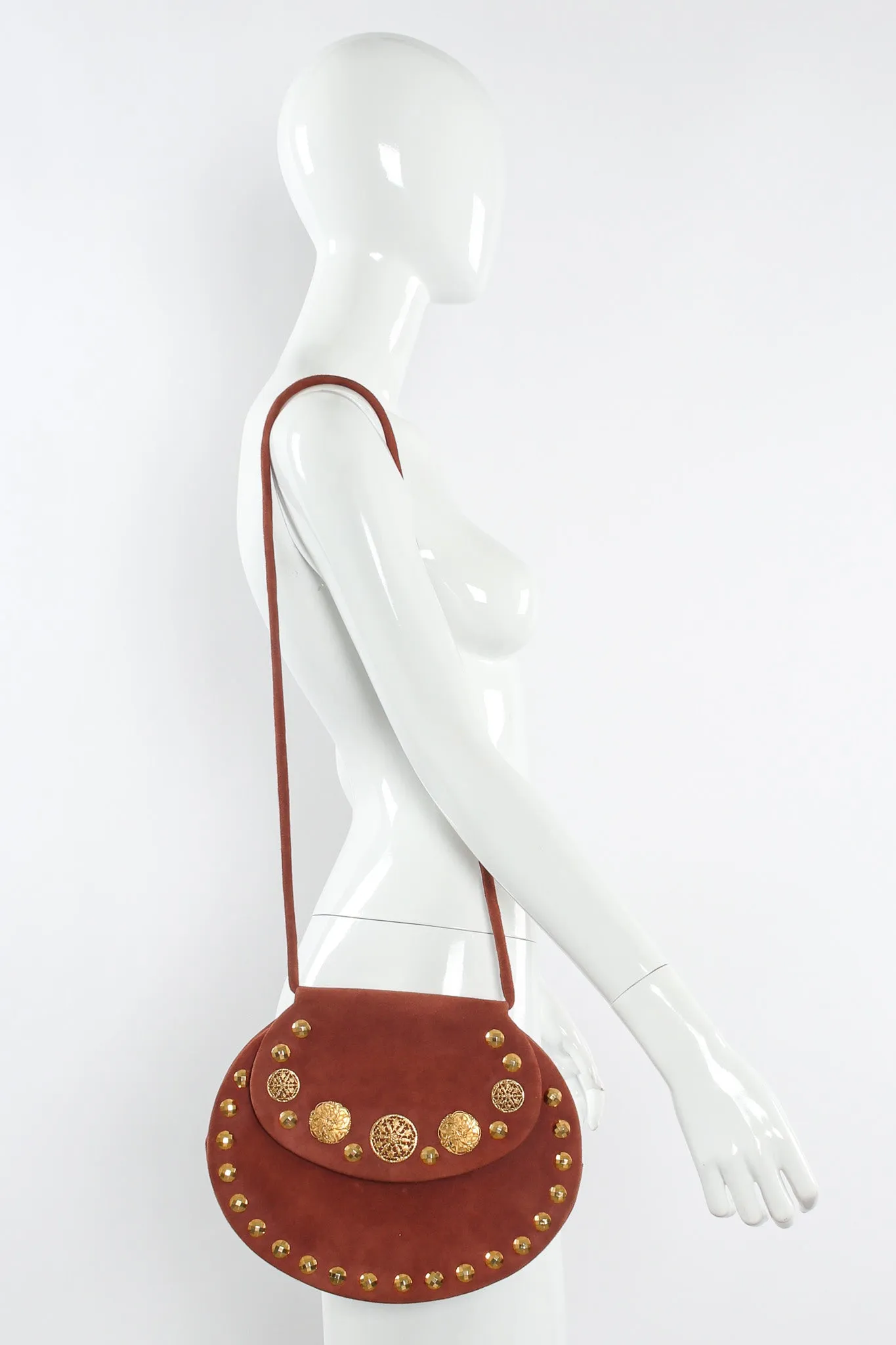 Filigree Suede Saddle Bag