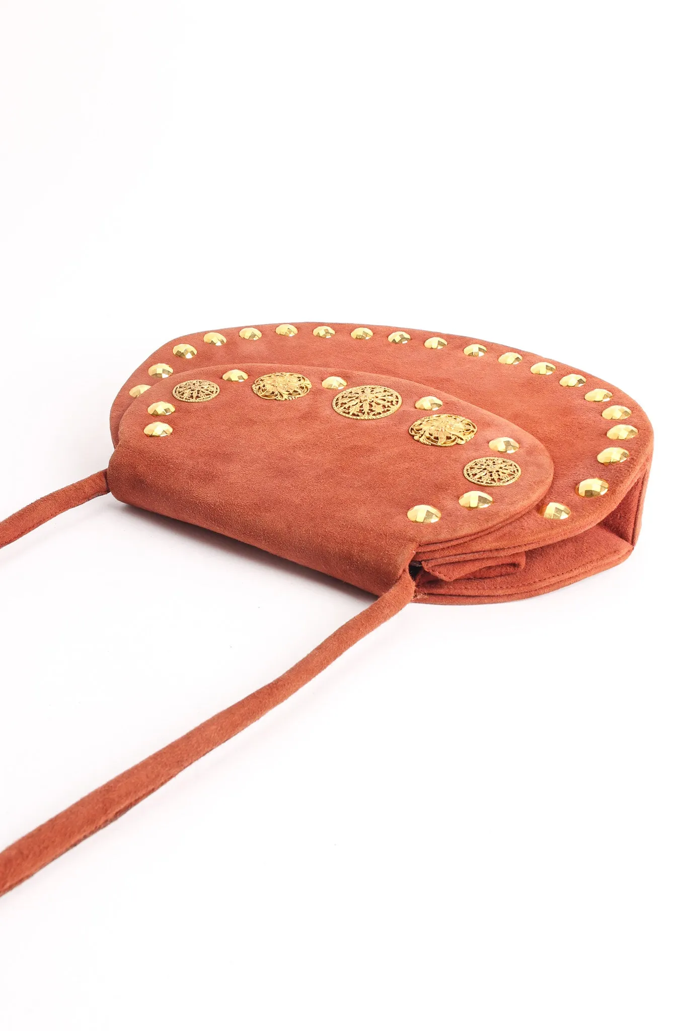Filigree Suede Saddle Bag
