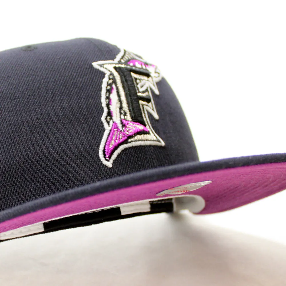 Florida Marlins 10th Anniversary New Era 59Fifty Fitted Hat (GITD Navy Grape Under brim)