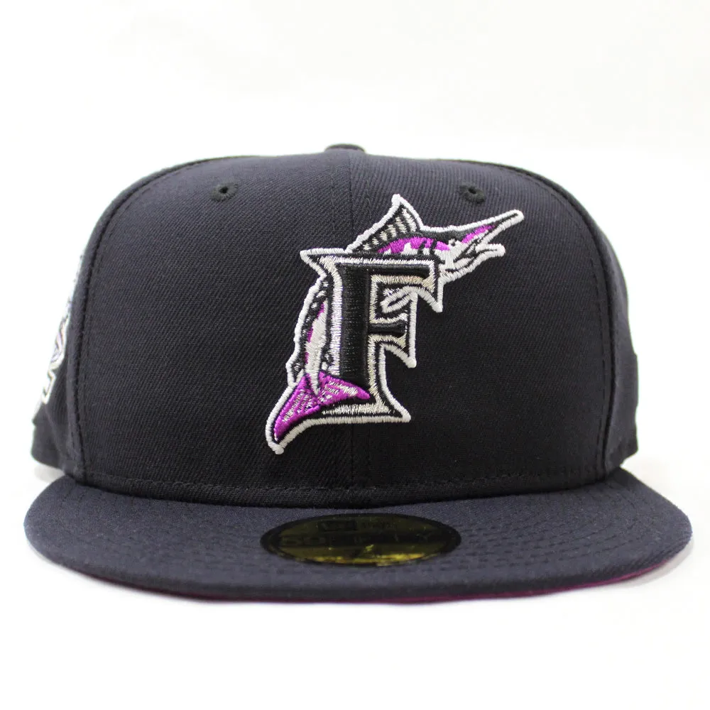 Florida Marlins 10th Anniversary New Era 59Fifty Fitted Hat (GITD Navy Grape Under brim)