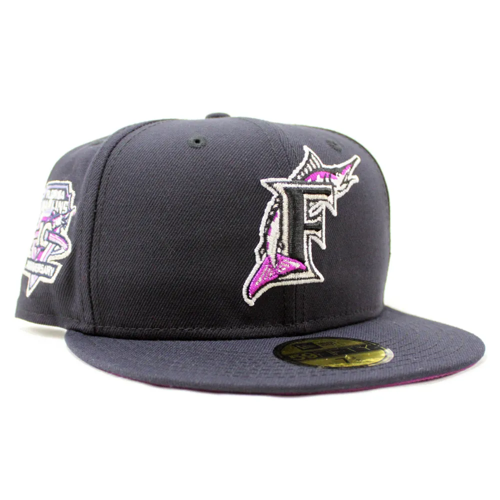 Florida Marlins 10th Anniversary New Era 59Fifty Fitted Hat (GITD Navy Grape Under brim)