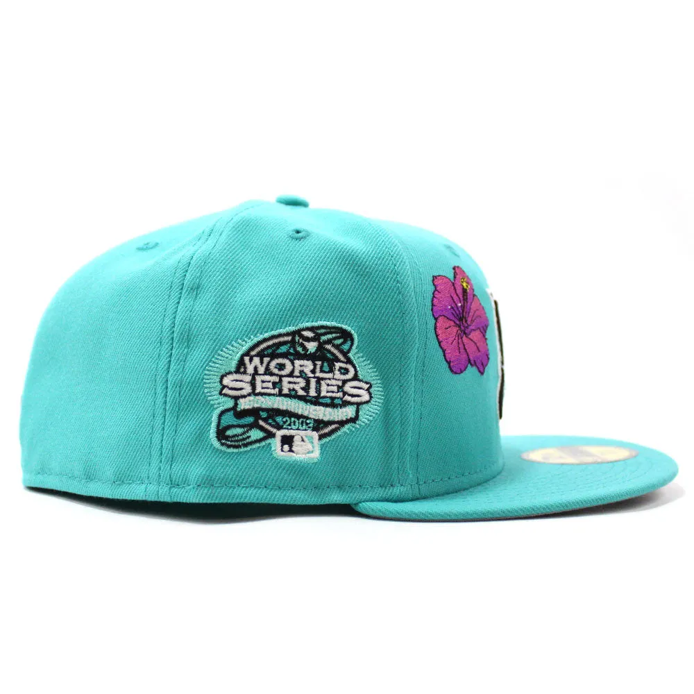 Florida Marlins Flowers 100 Anniversary New Era 59Fifty Fitted Hat (Glow in the Dark Teal Grey Under brim)