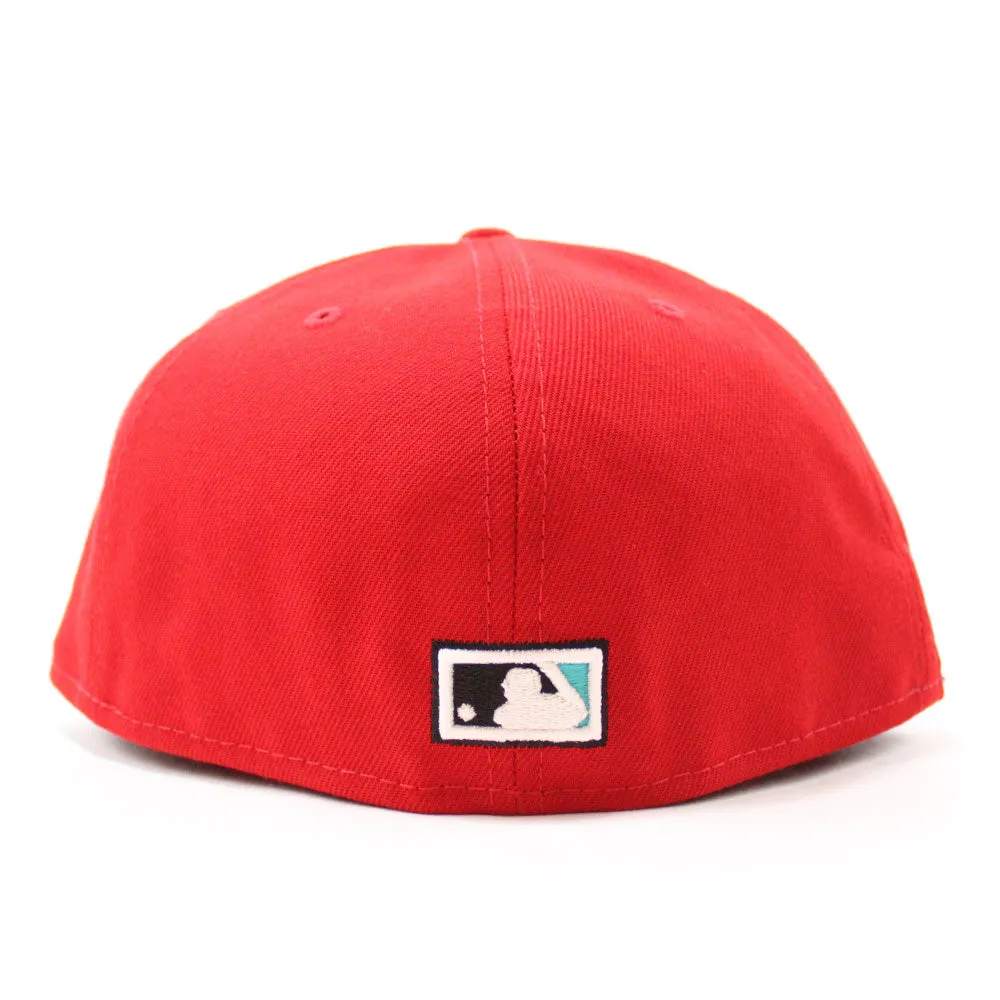 Florida Marlins Flowers 2003 World Series 100 Anniversary New Era 59Fifty Fitted Hat (Glow in the Dark Red Gray Under brim)