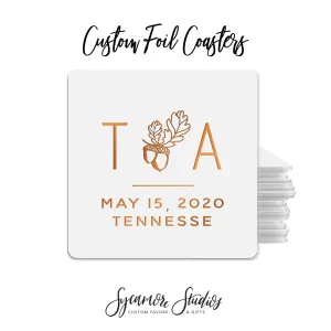 Foiled Wedding Coaster #16 - Oak