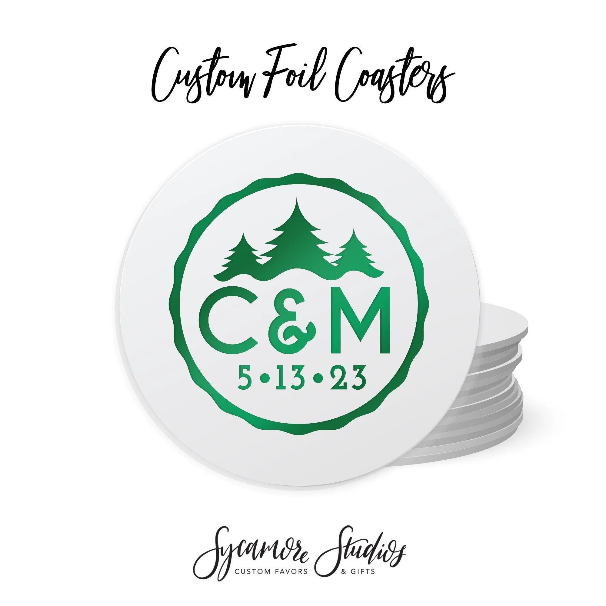 Foiled Wedding Coaster #33 - Monogram