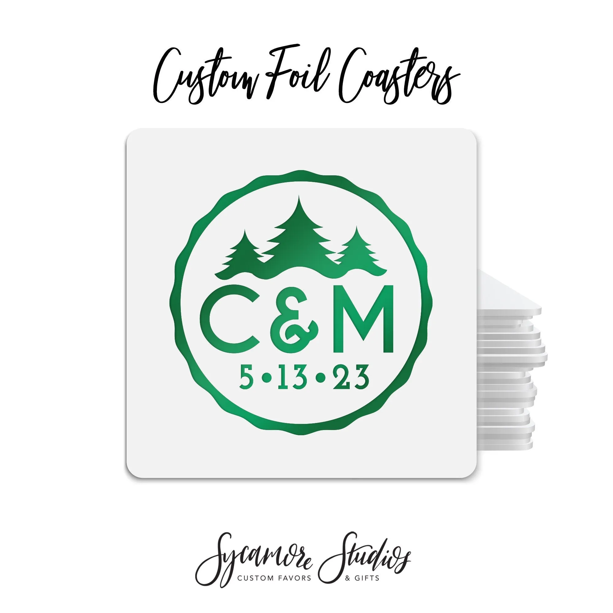 Foiled Wedding Coaster #33 - Monogram