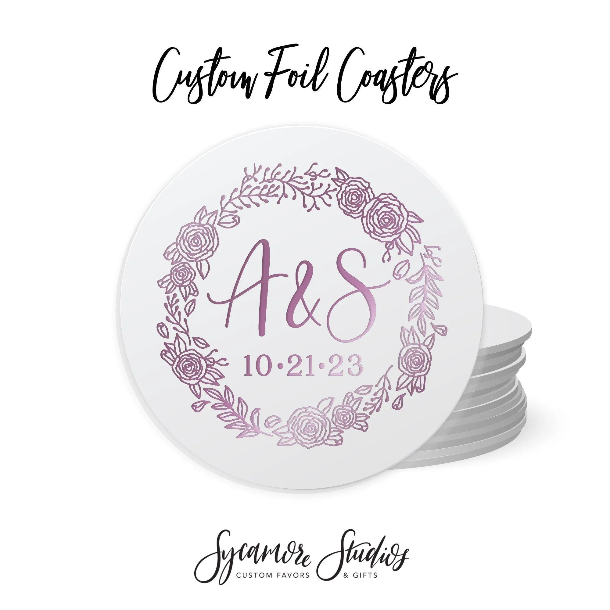 Foiled Wedding Coaster #36 - Monogram