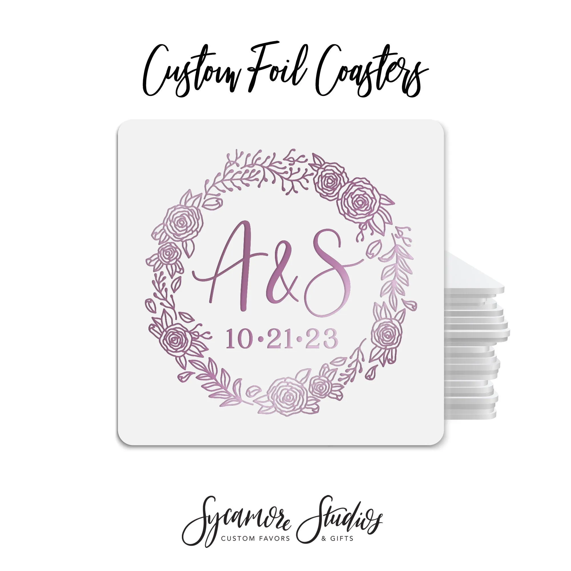 Foiled Wedding Coaster #36 - Monogram