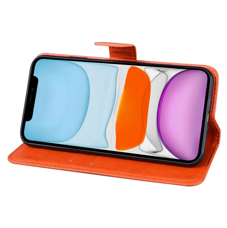 For iPhone12 mini Phone Case 5.4 Inches Card Slot Phone Bracket Mobile Phone Cover purple