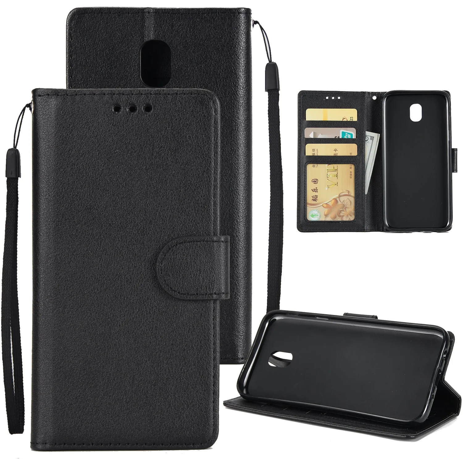 For Samsung J7 2017 European Edition/J730/J7 PRO PU Leather Protective Phone Case with 3 Card Position brown