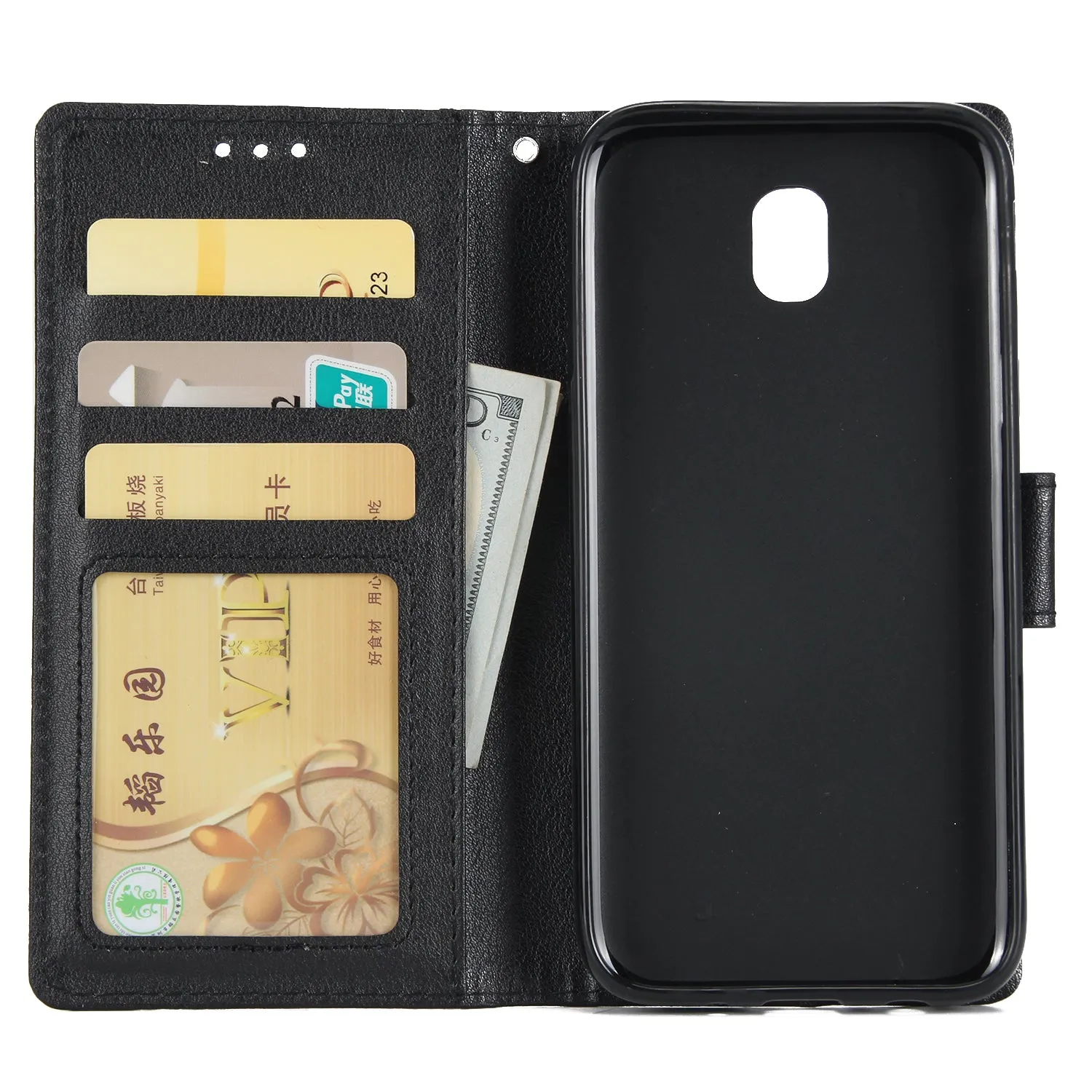 For Samsung J7 2017 European Edition/J730/J7 PRO PU Leather Protective Phone Case with 3 Card Position brown