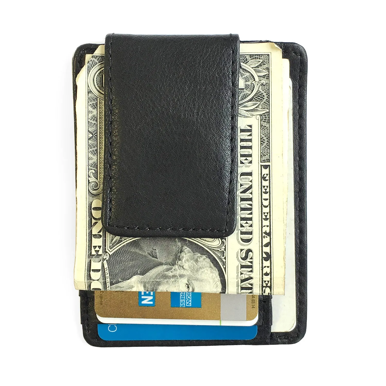 Genuine Leather Money Clip with Credit Card Slots and ID Slot Window Credit Card Holder Card Wallet
