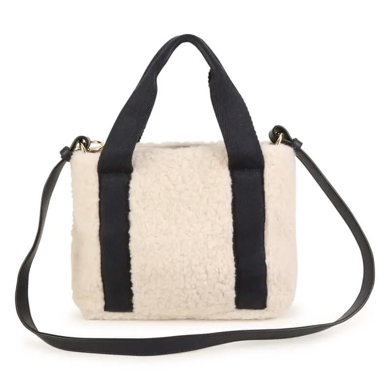 Girls Navy Faux Fur Shoulder Bag