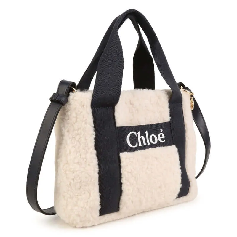 Girls Navy Faux Fur Shoulder Bag