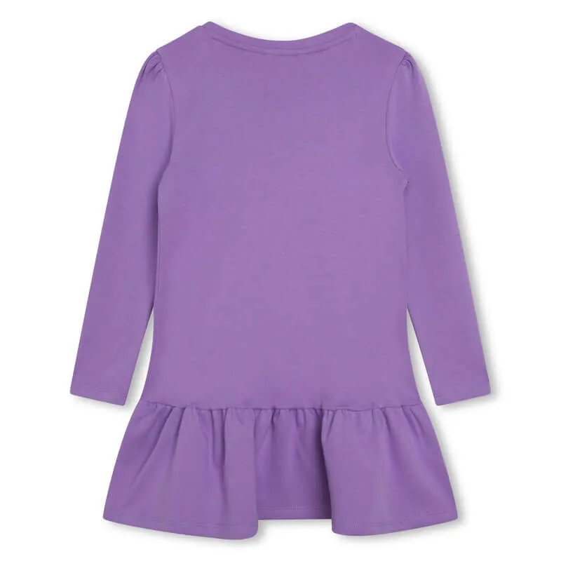 Girls Purple Cotton Snapshot Bag Dress