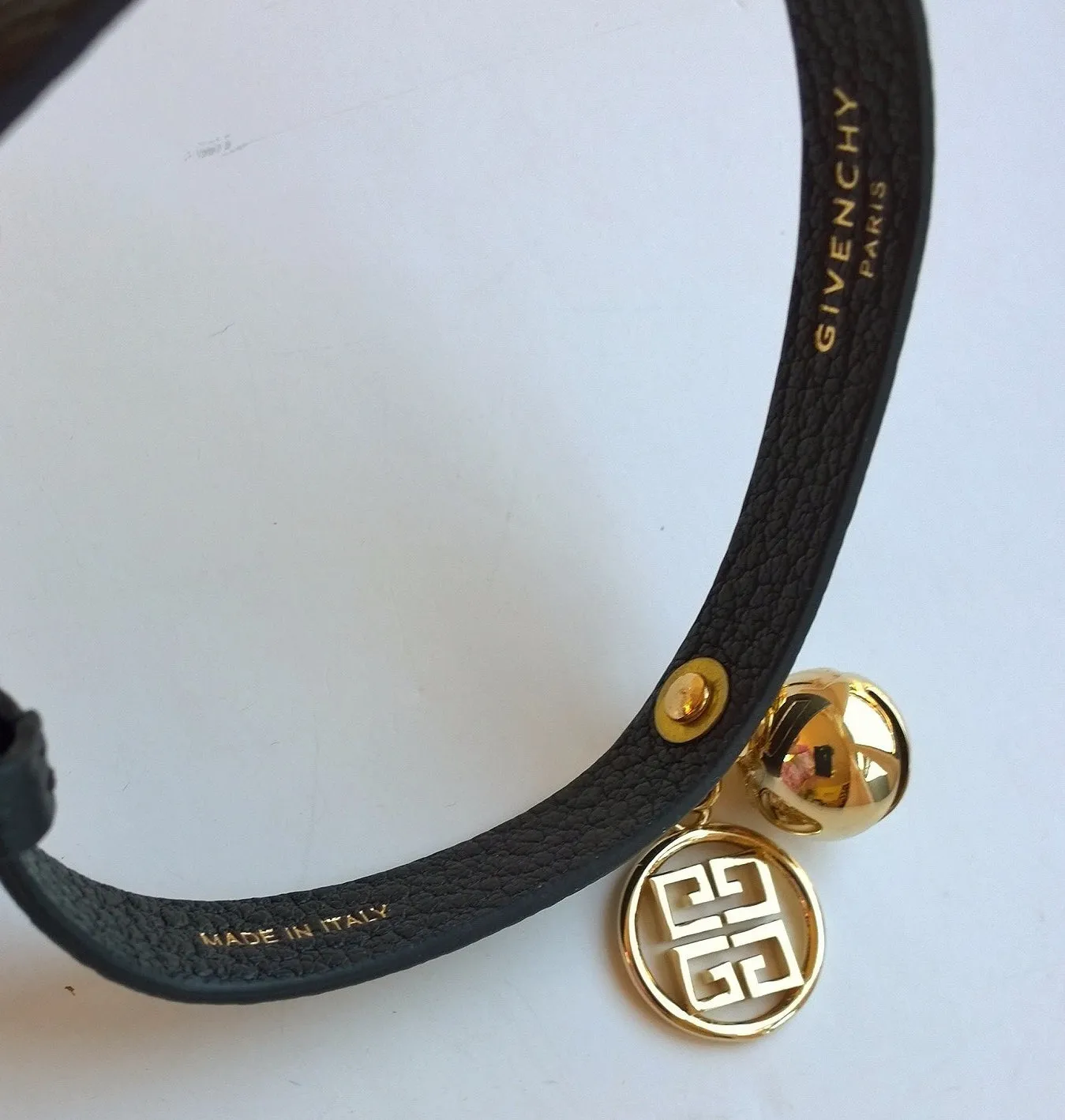 Givenchy Black Leather Cat Collar Gold Charm