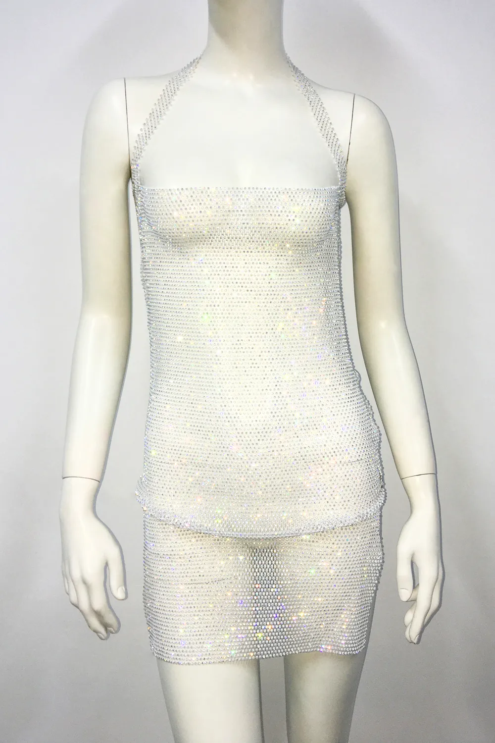 Glisten Halter Mesh Dress