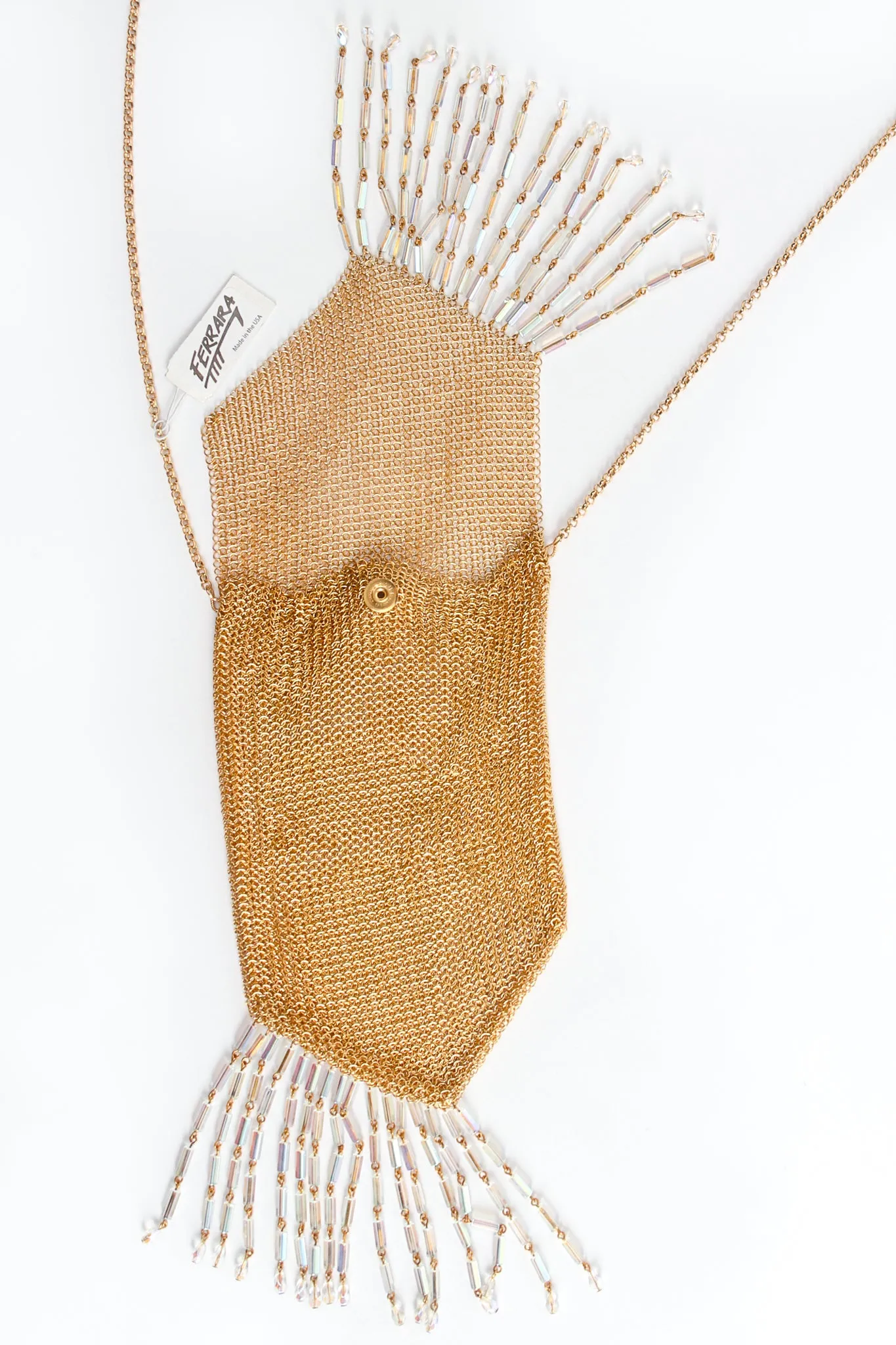 Gold Plated Asymmetrical Mesh Chain Fringe Bag
