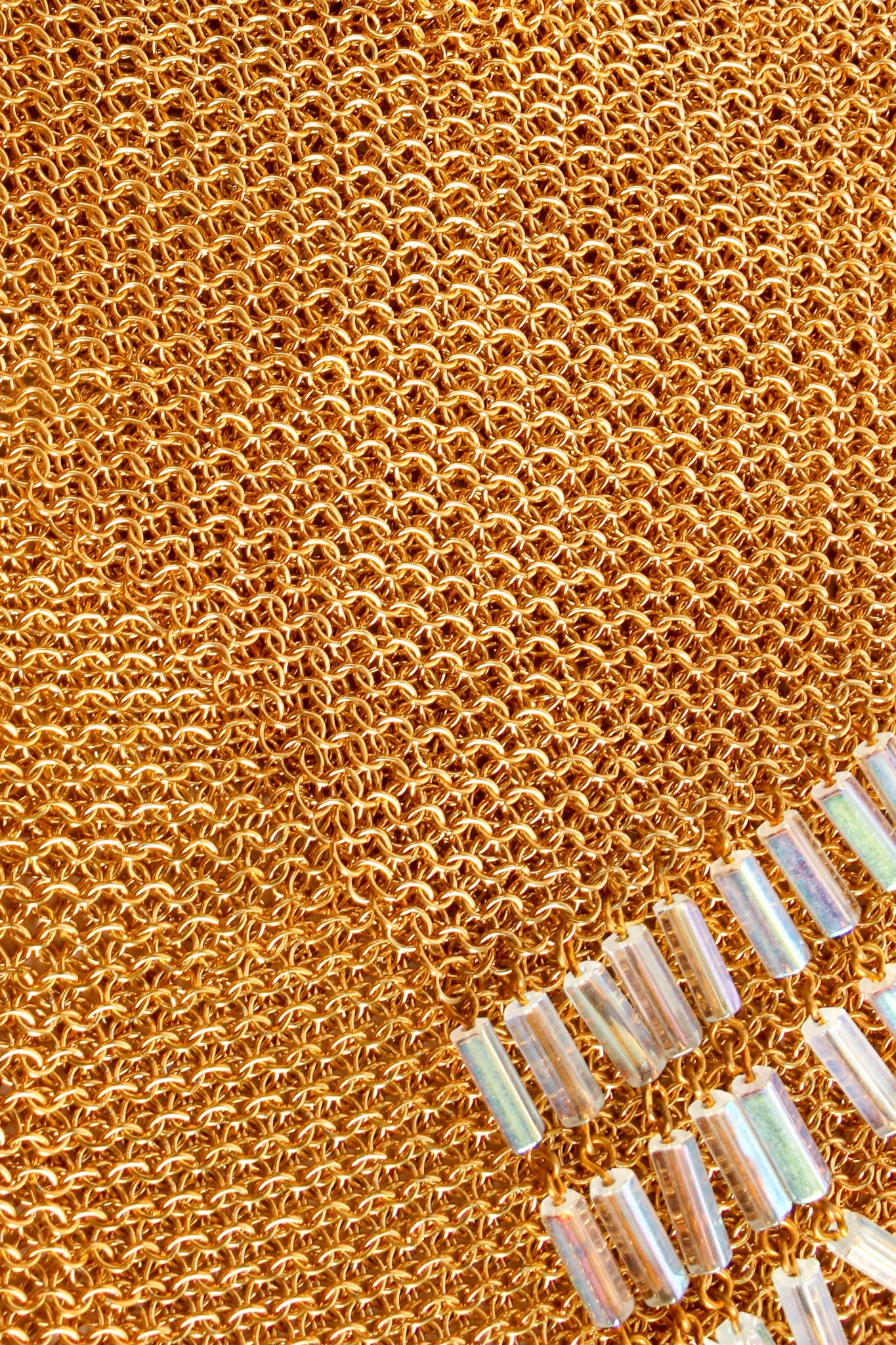 Gold Plated Asymmetrical Mesh Chain Fringe Bag