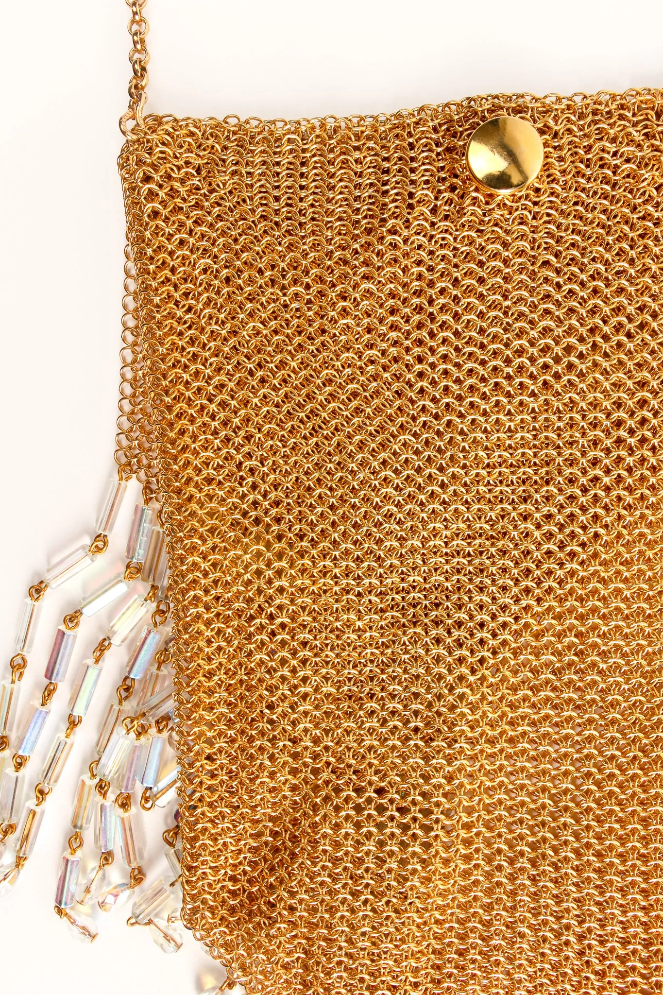 Gold Plated Asymmetrical Mesh Chain Fringe Bag