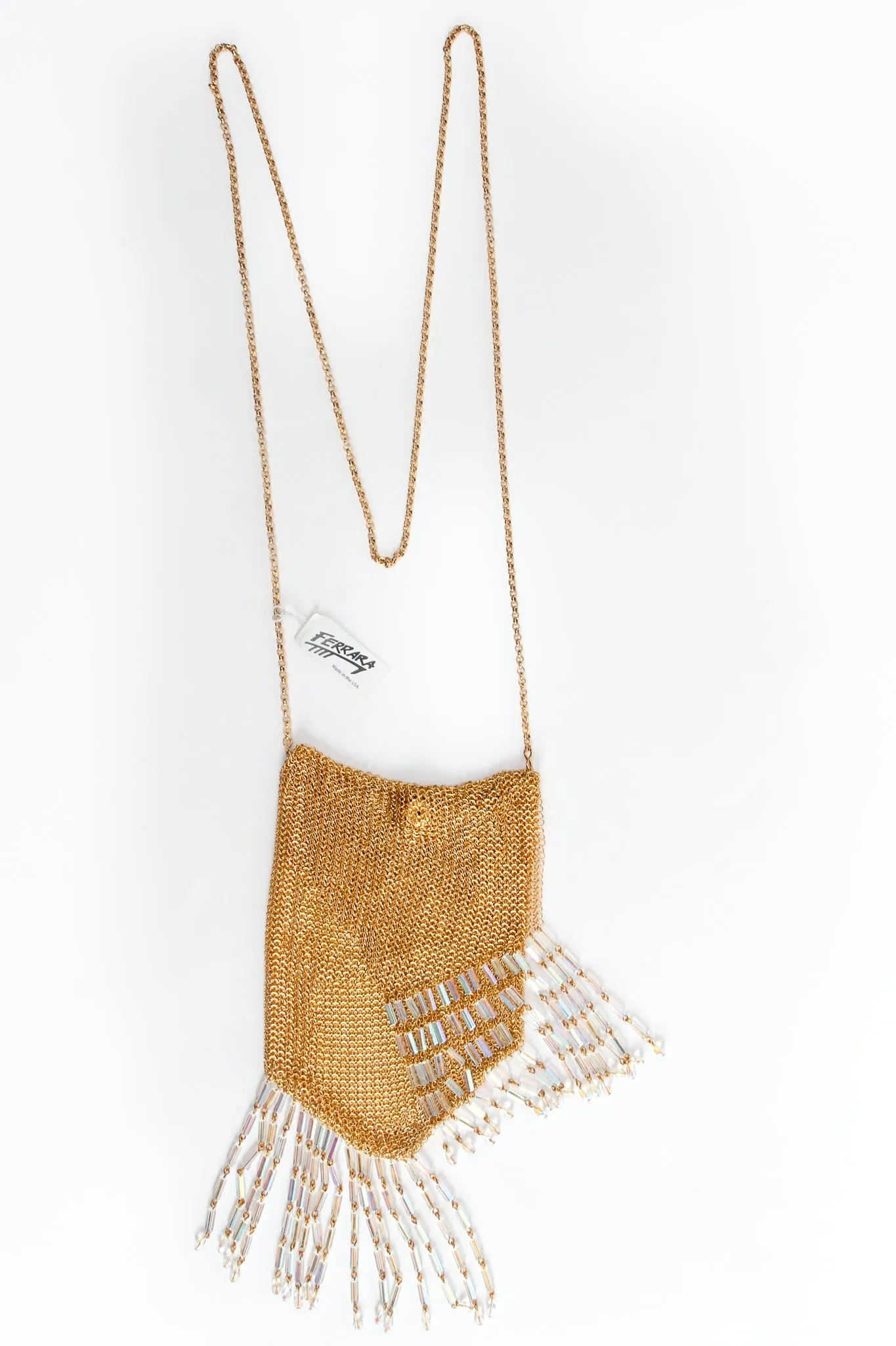 Gold Plated Asymmetrical Mesh Chain Fringe Bag