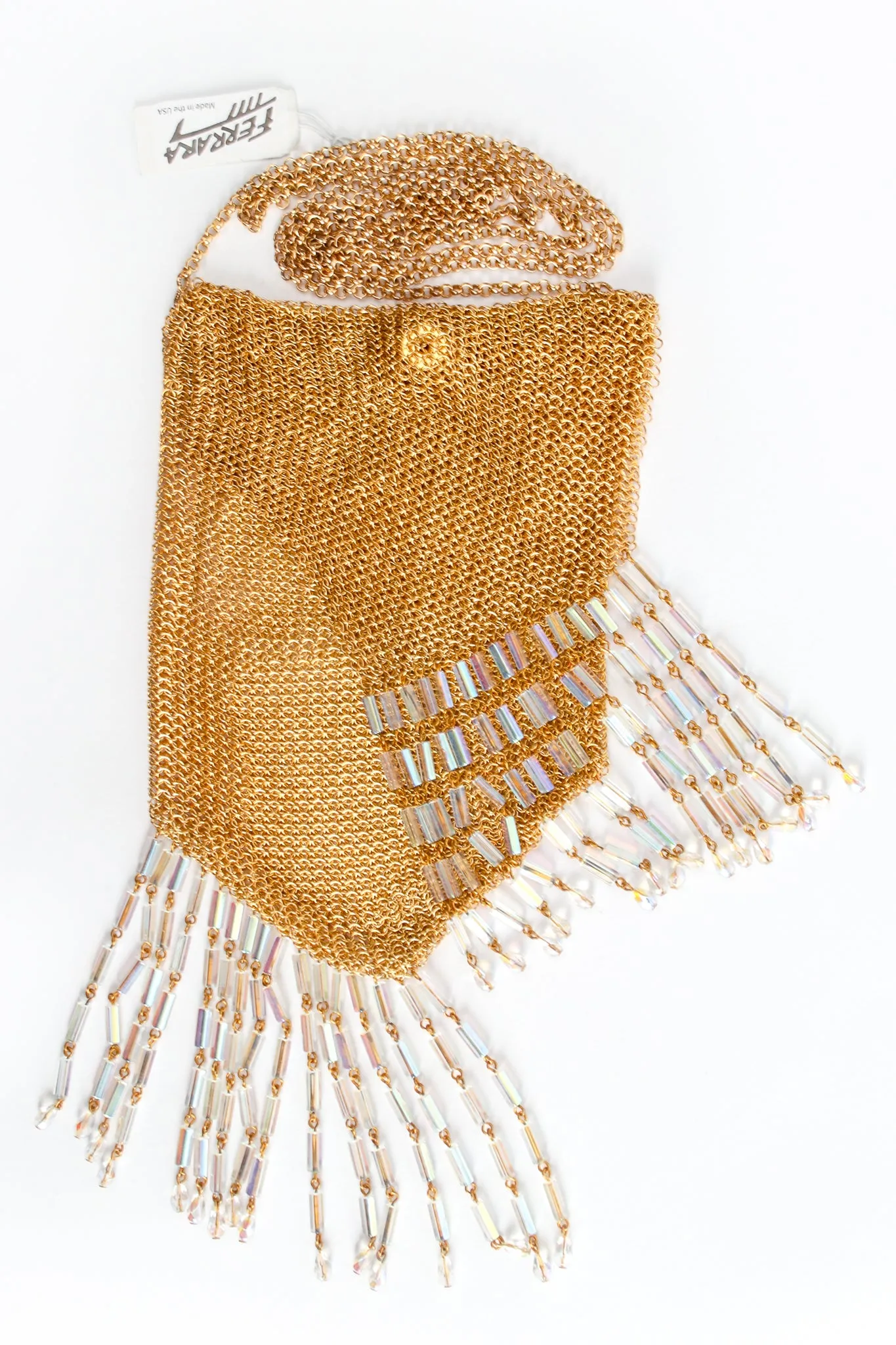 Gold Plated Asymmetrical Mesh Chain Fringe Bag