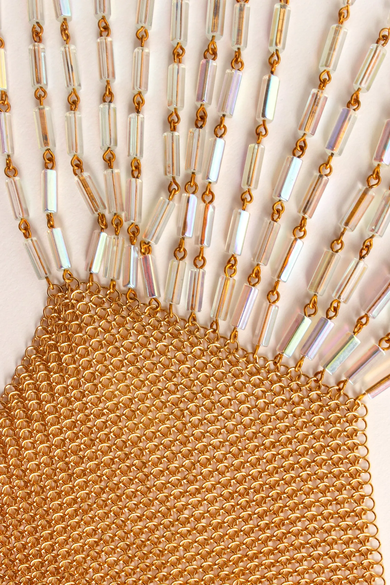 Gold Plated Asymmetrical Mesh Chain Fringe Bag