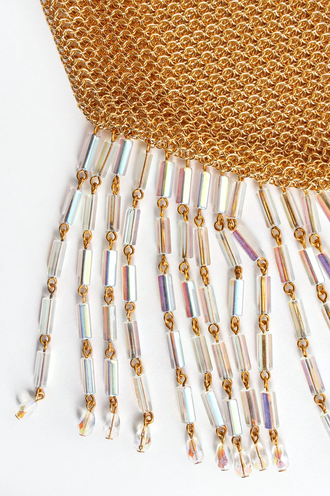 Gold Plated Asymmetrical Mesh Chain Fringe Bag